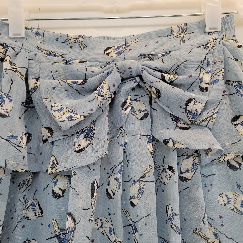 Steve Madden Blue Bird Print Skirt - Picture 2 of 10